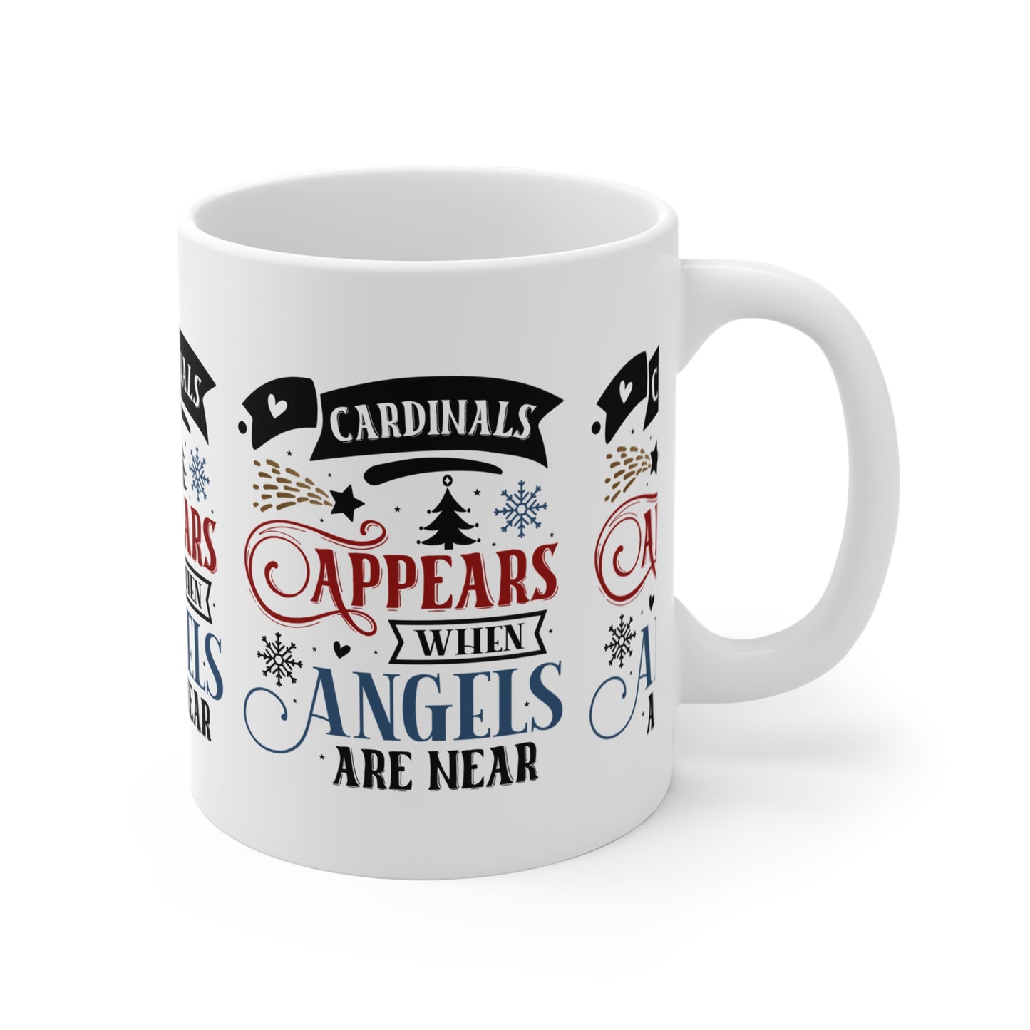 Festive Christmas Ceramic Coffee and Tea Mug 11oz Angels and Cardinals