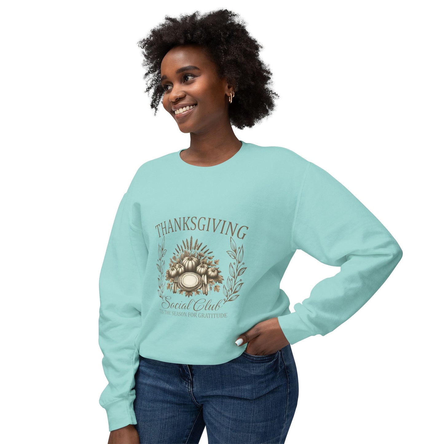 Women's Thanksgiving Unisex Lightweight Crewneck Sweatshirt Thanksgiving Social Club