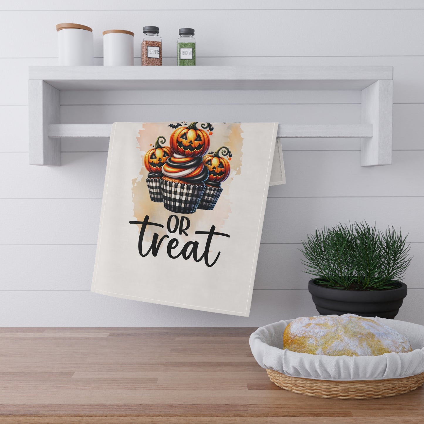 Festive Halloween Tea Towel (cotton, poly) Trick or Treat