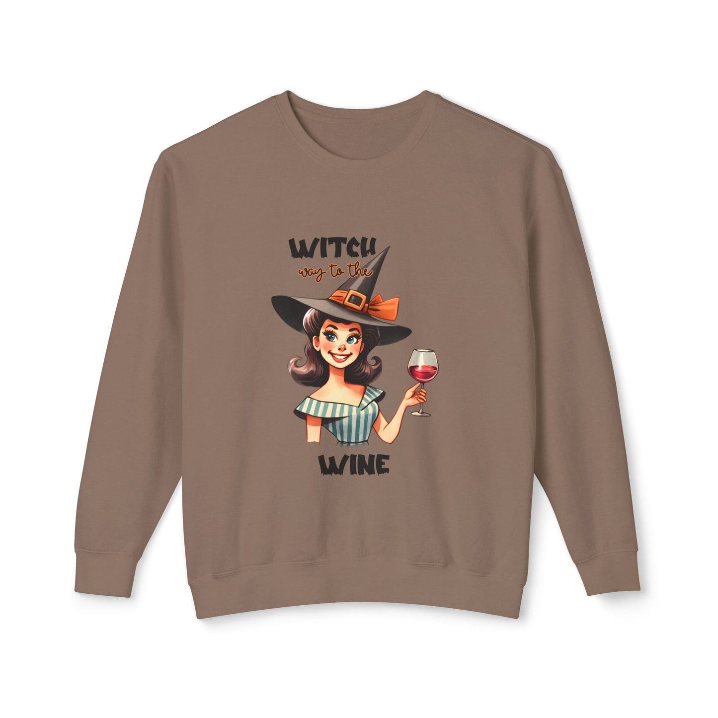 Halloween Themed Crewneck Sweatshirt Witches Prefer Drinking Wine at Halloween