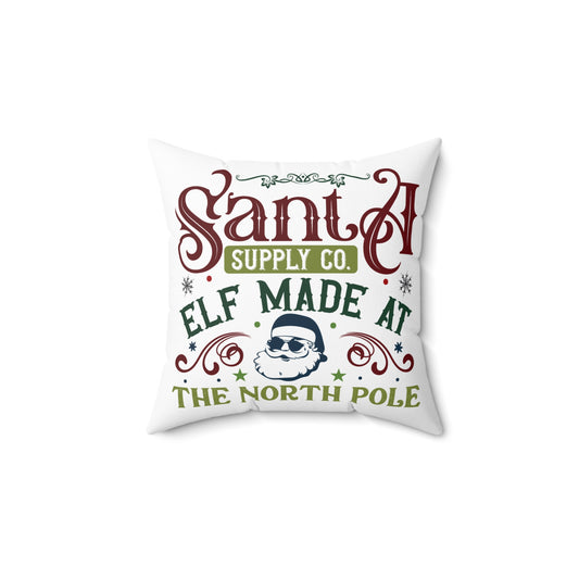 Christmas Themed Spun Polyester Square Pillow Elf Made At The North Pole