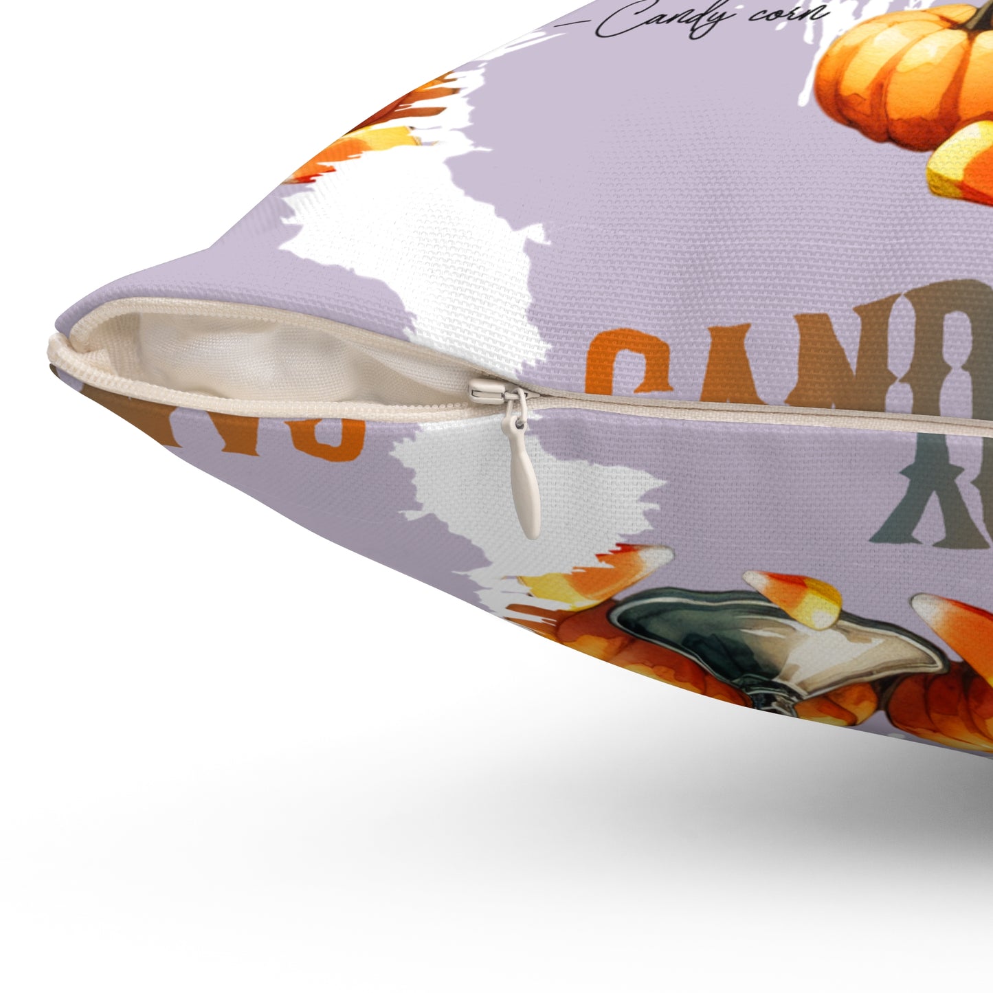 Halloween Themed Square Pillow All Over Print Design Candy Corn Drink Recipe