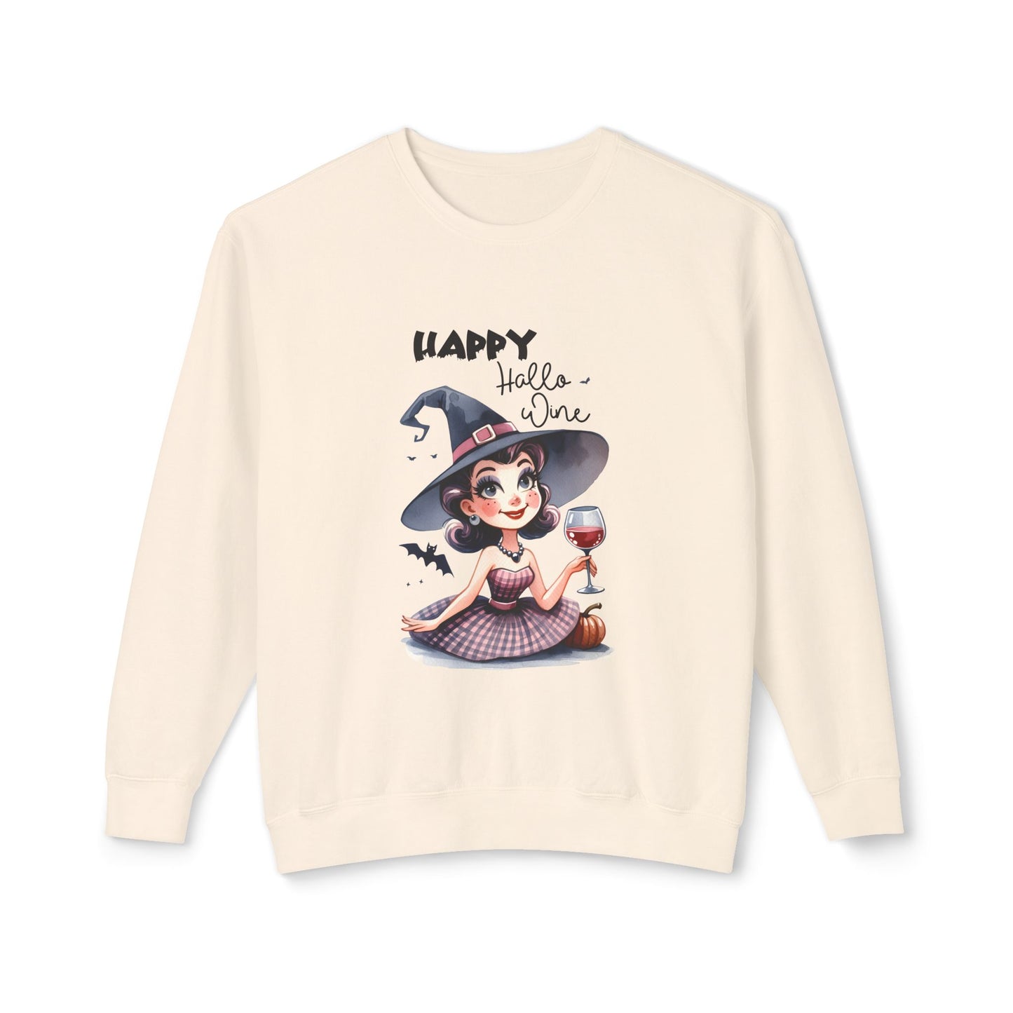 Halloween Themed Crewneck Sweatshirt Wine Is Very Fine For Witches at Halloween Time