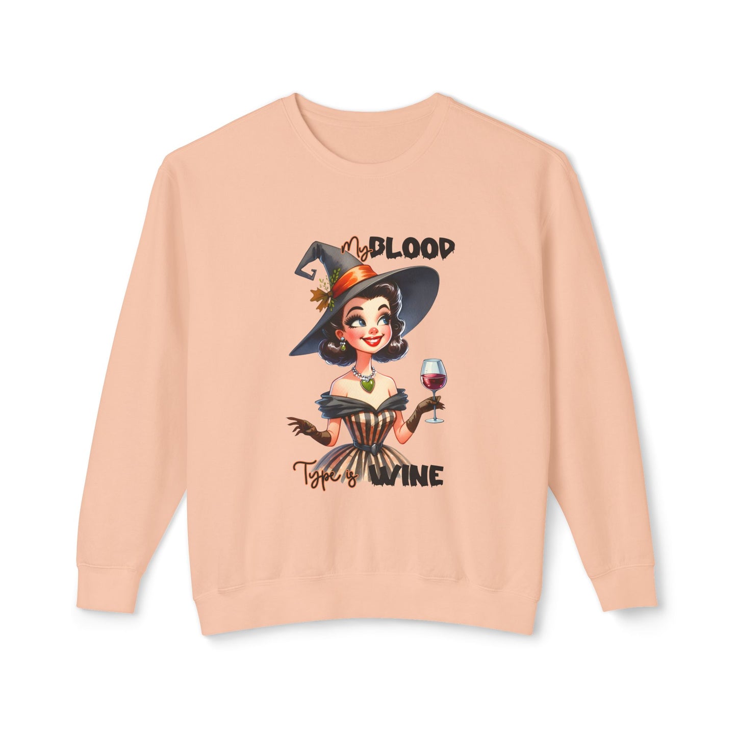 Halloween Themed Crewneck Sweatshirt Ghosts and Goblins Like Witches That Drink Wine. Safe Halloween Everyone!