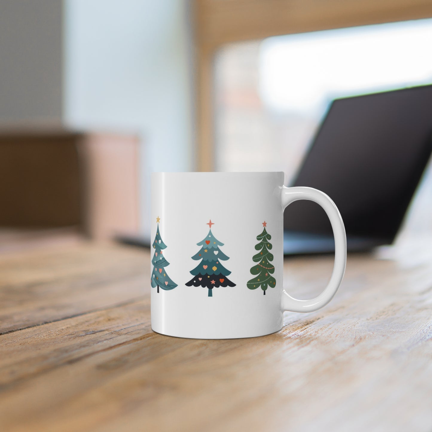 Christmas Tree Themed Holiday Hot Beverage Mug 11oz