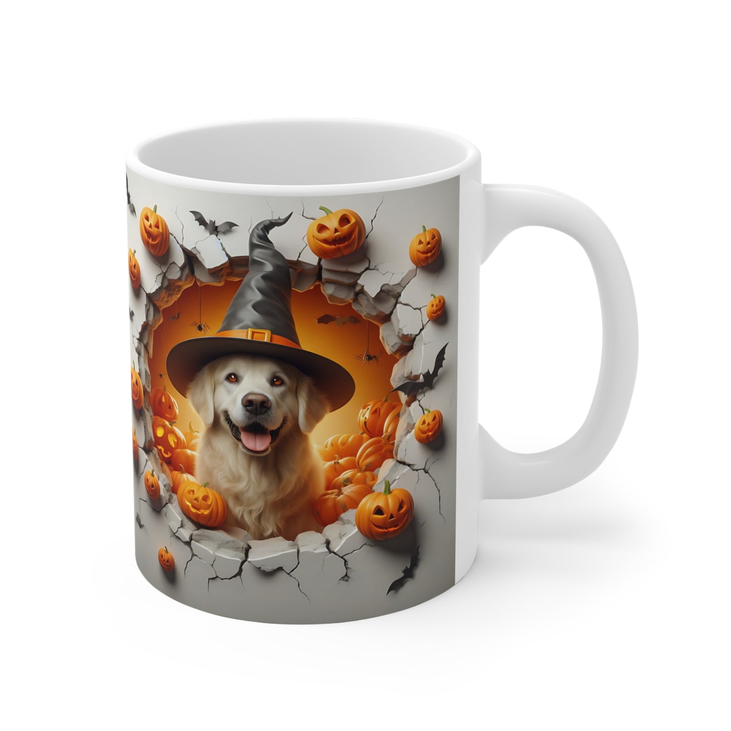 Festive Halloween Ceramic Mug 11oz Golden Retrievers Will Track You Down