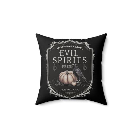 Festive Halloween Spun Polyester Square Pillow Evil Spirits in Black