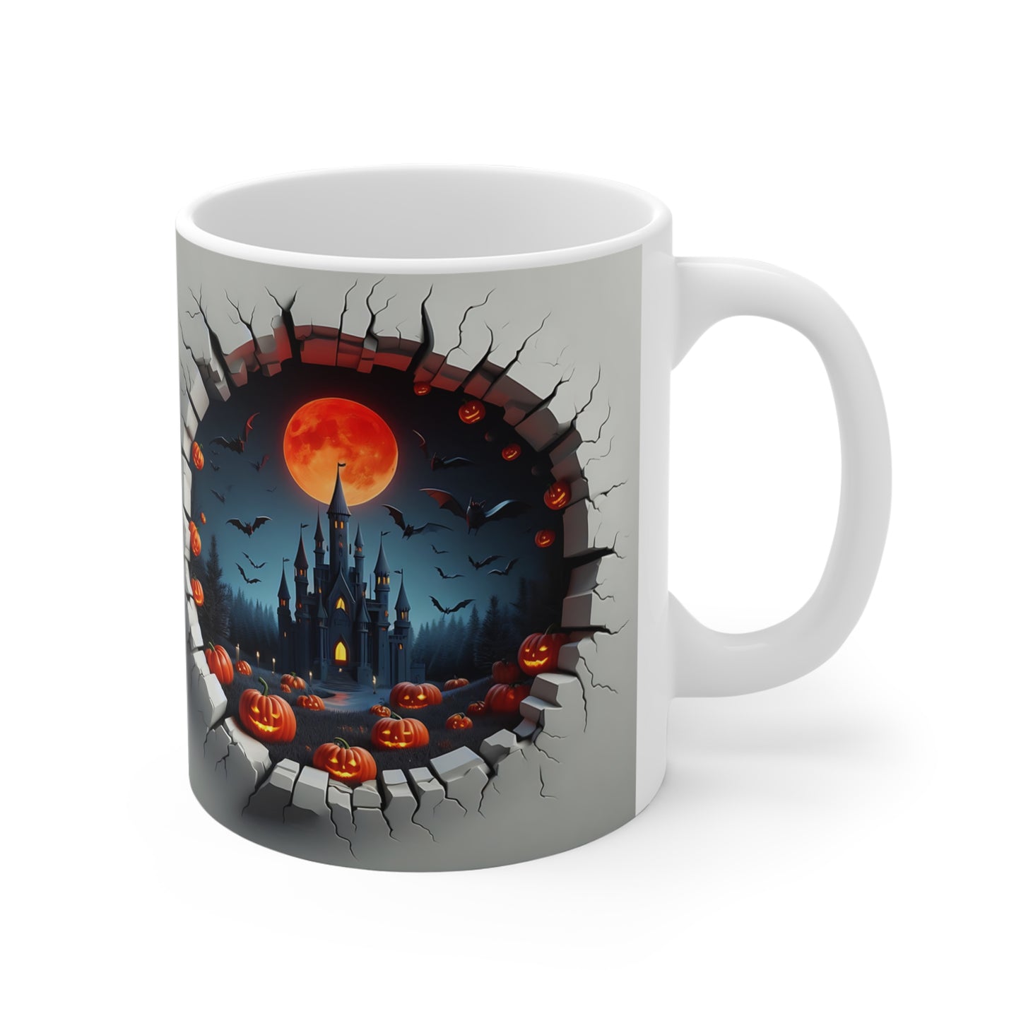 Festive Halloween Ceramic Mug 11oz Spooky Castle Design