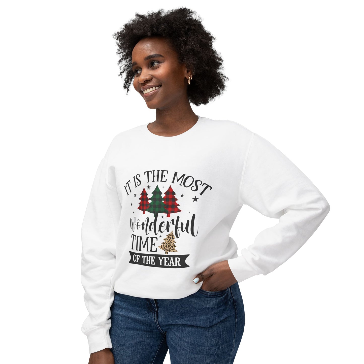 Women's Christmas Unisex Lightweight Crewneck Sweatshirt It's The Most Wonderful Time of The Year