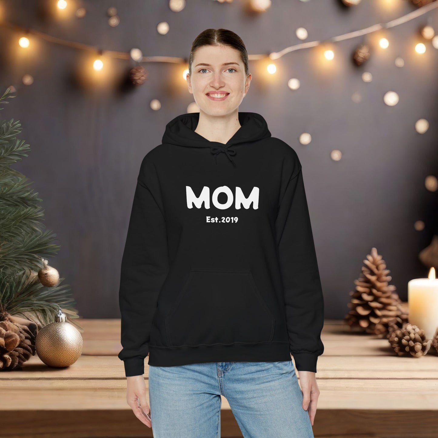 MOM Est.2019 Unisex Heavy Blend™ Hooded Sweatshirt Hoodies For New Moms 2019