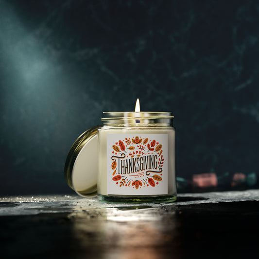 Thanksgiving Themed Scented Candles, Coconut Apricot Wax (4oz, 9oz)