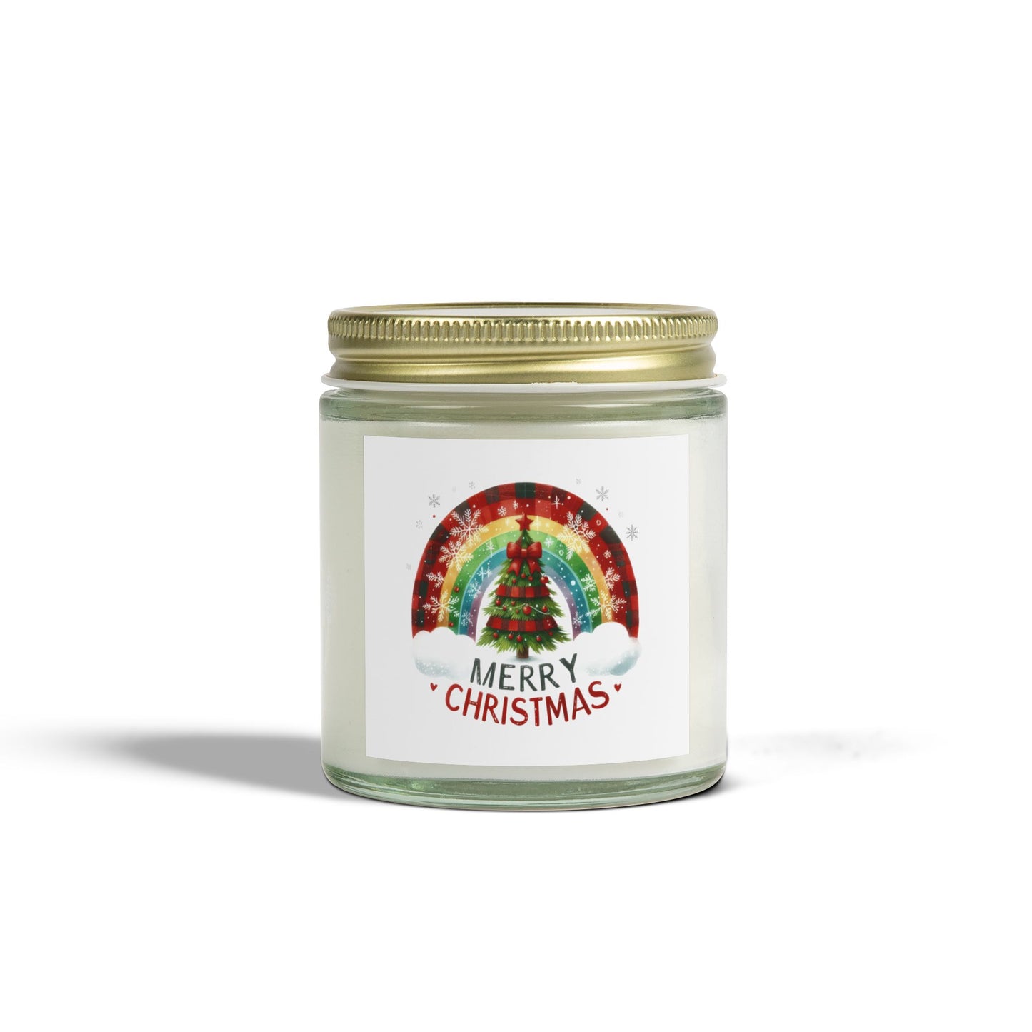 Christmas Themed Scented Candles, Coconut Apricot Wax (4oz, 9oz) Merry Christmas