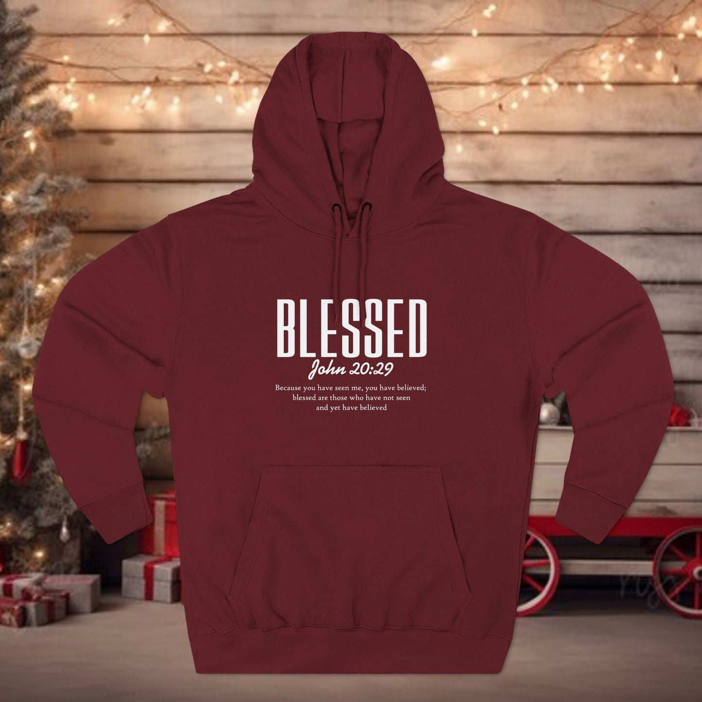 Blessed Hoodie — Faith Scripture Pullover (John 20:29)