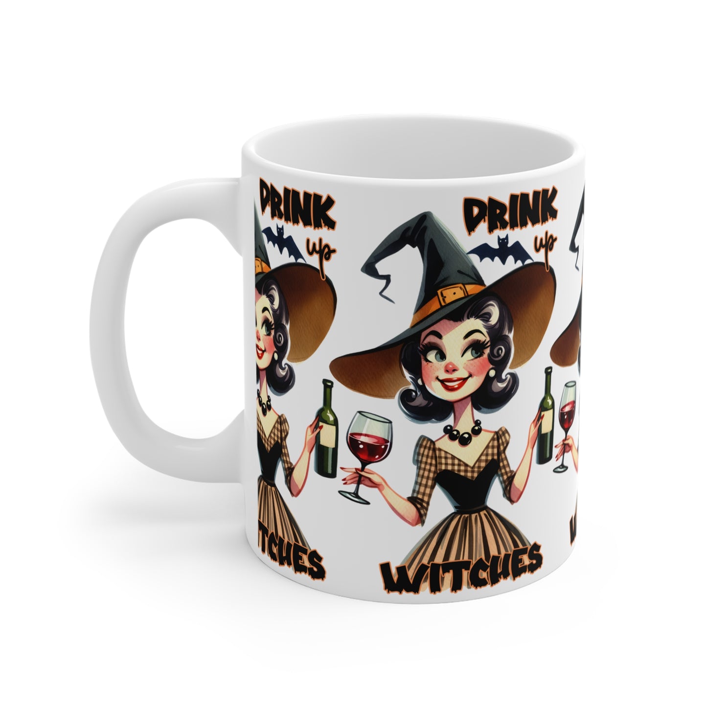 Festive Halloween Ceramic Mug 11oz Drink Up Witches