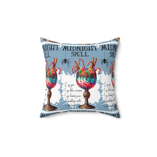 Festive Halloween Themed Square Pillow All Over Print Design Midnight Spell Drink