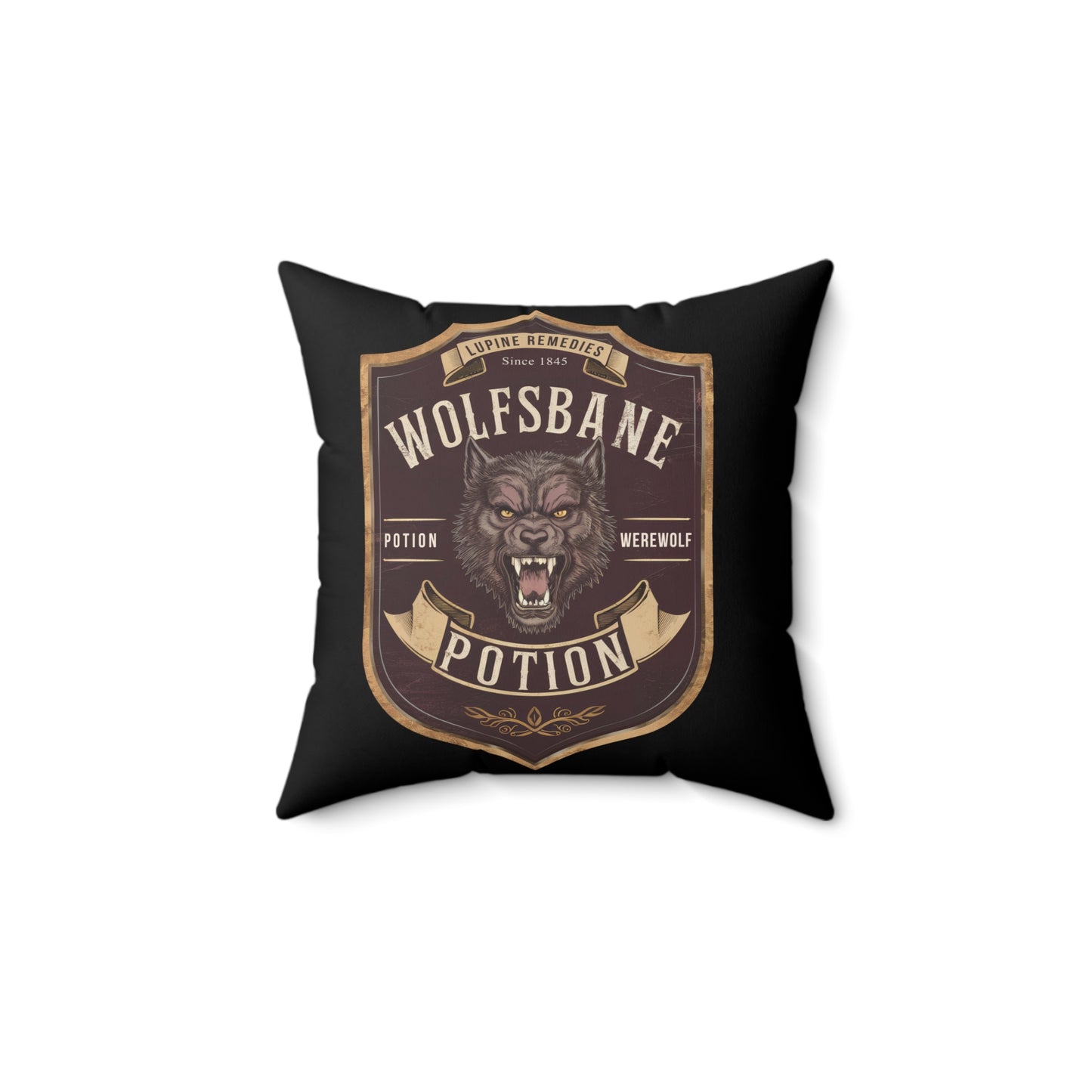 Festive Halloween Spun Polyester Square Pillow Wolfsbane Black