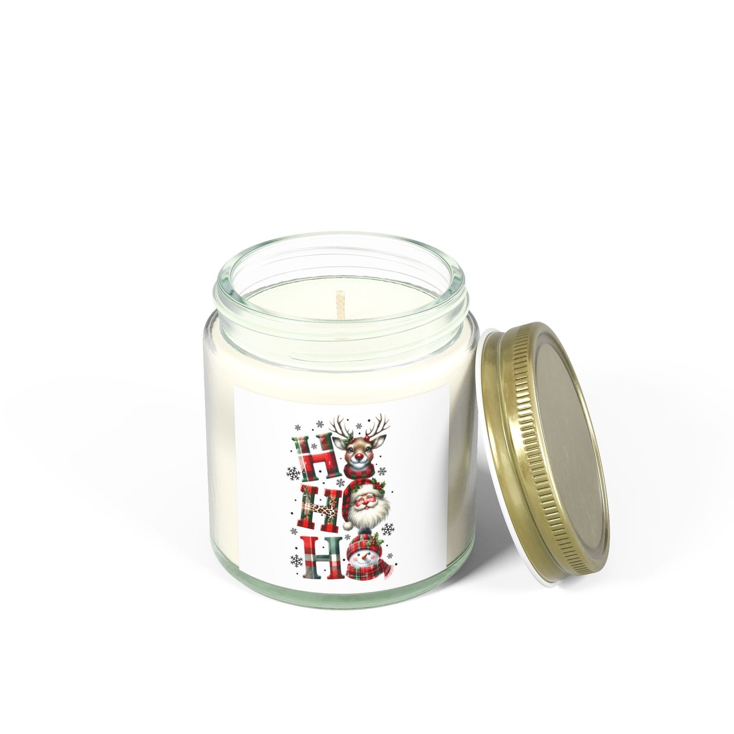 Christmas Themed Scented Candles, Coconut Apricot Wax (4oz, 9oz)