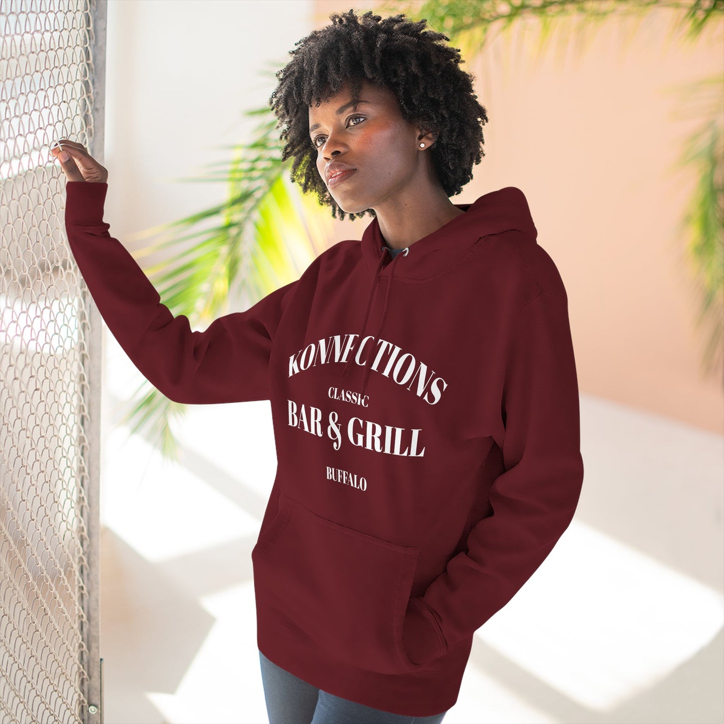Konnections Classic Bar and Grill Buffalo Hoodie — Minimal Logo Fleece Pullover
