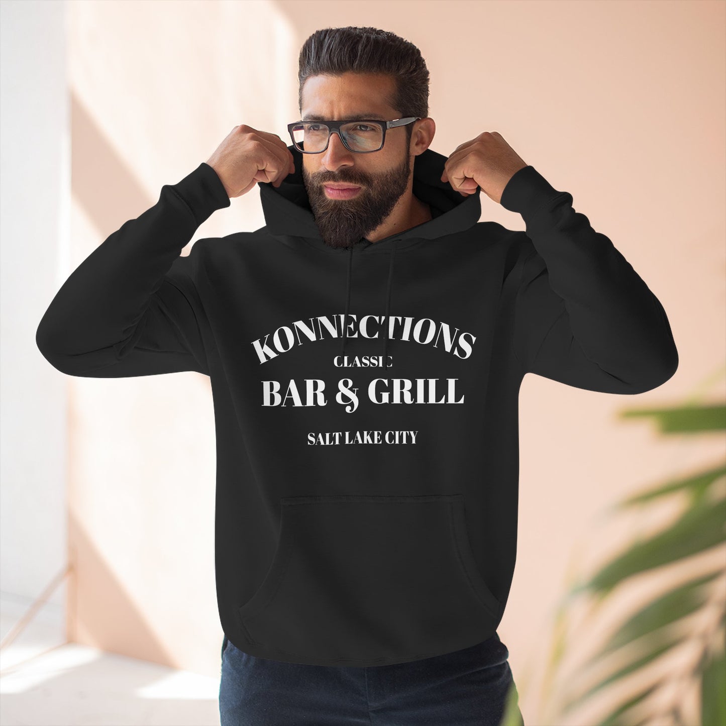 Konnections Classic Bar and Grill Salt Lake City Hoodie — Minimal Logo Fleece Pullover