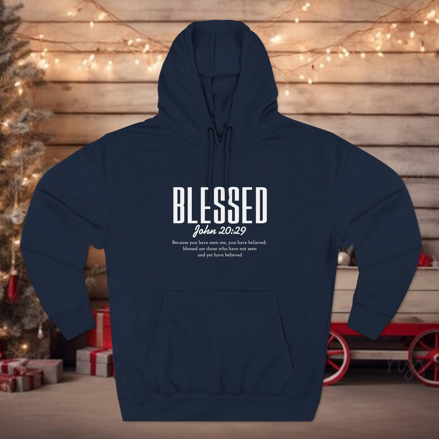 Blessed Hoodie — Faith Scripture Pullover (John 20:29)