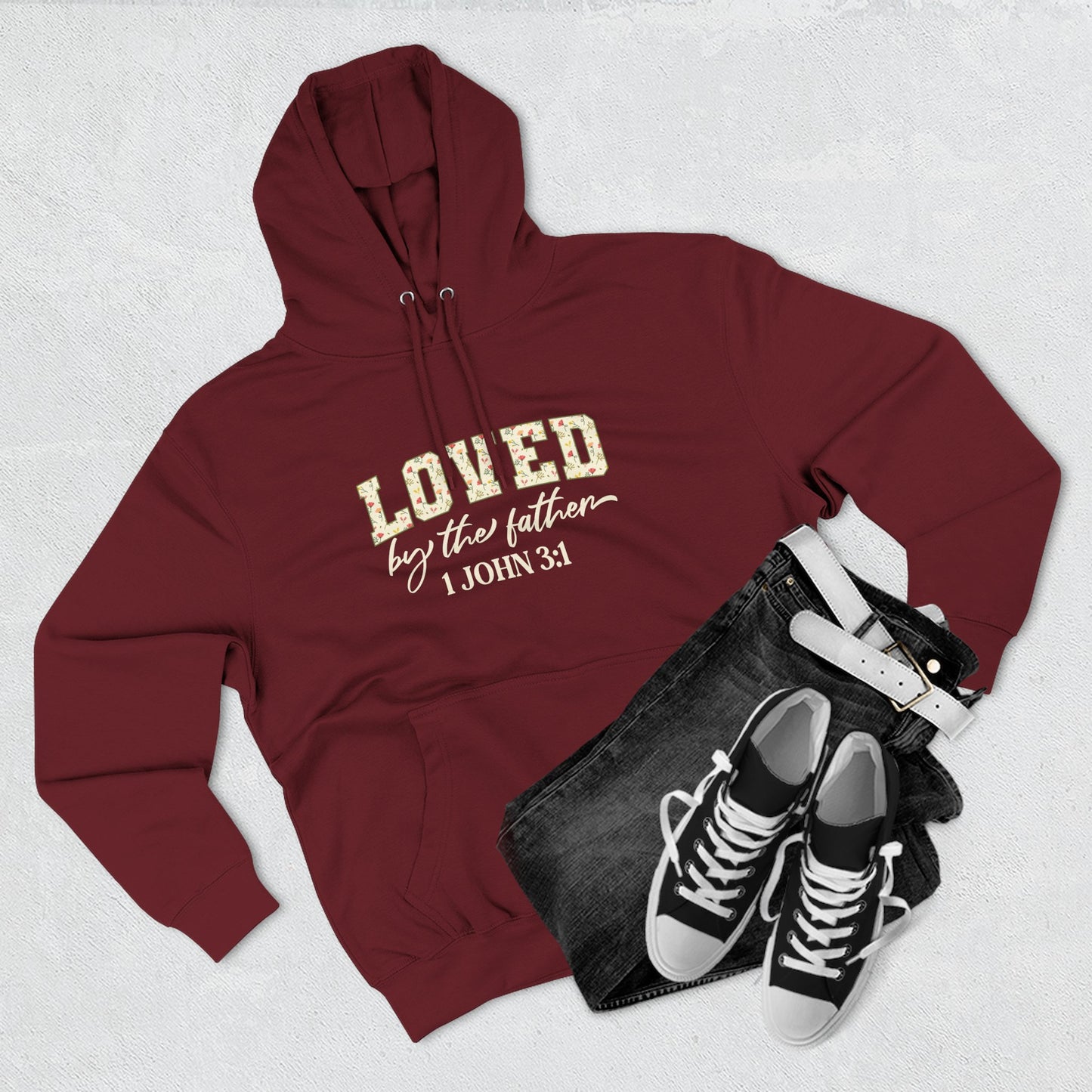 Loved Floral Hoodie — 'Loved' Graphic Fleece Pullover
