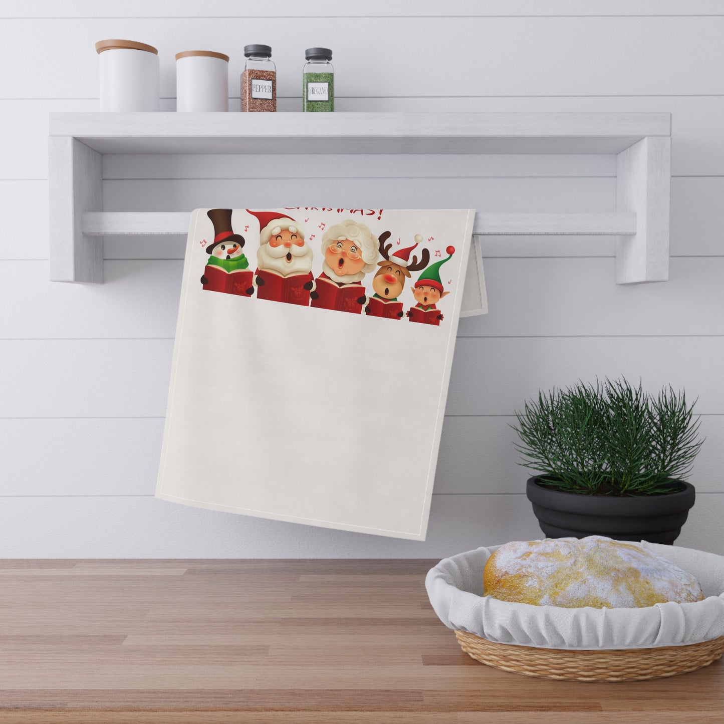 Christmas Carolers Kitchen Tea Towel