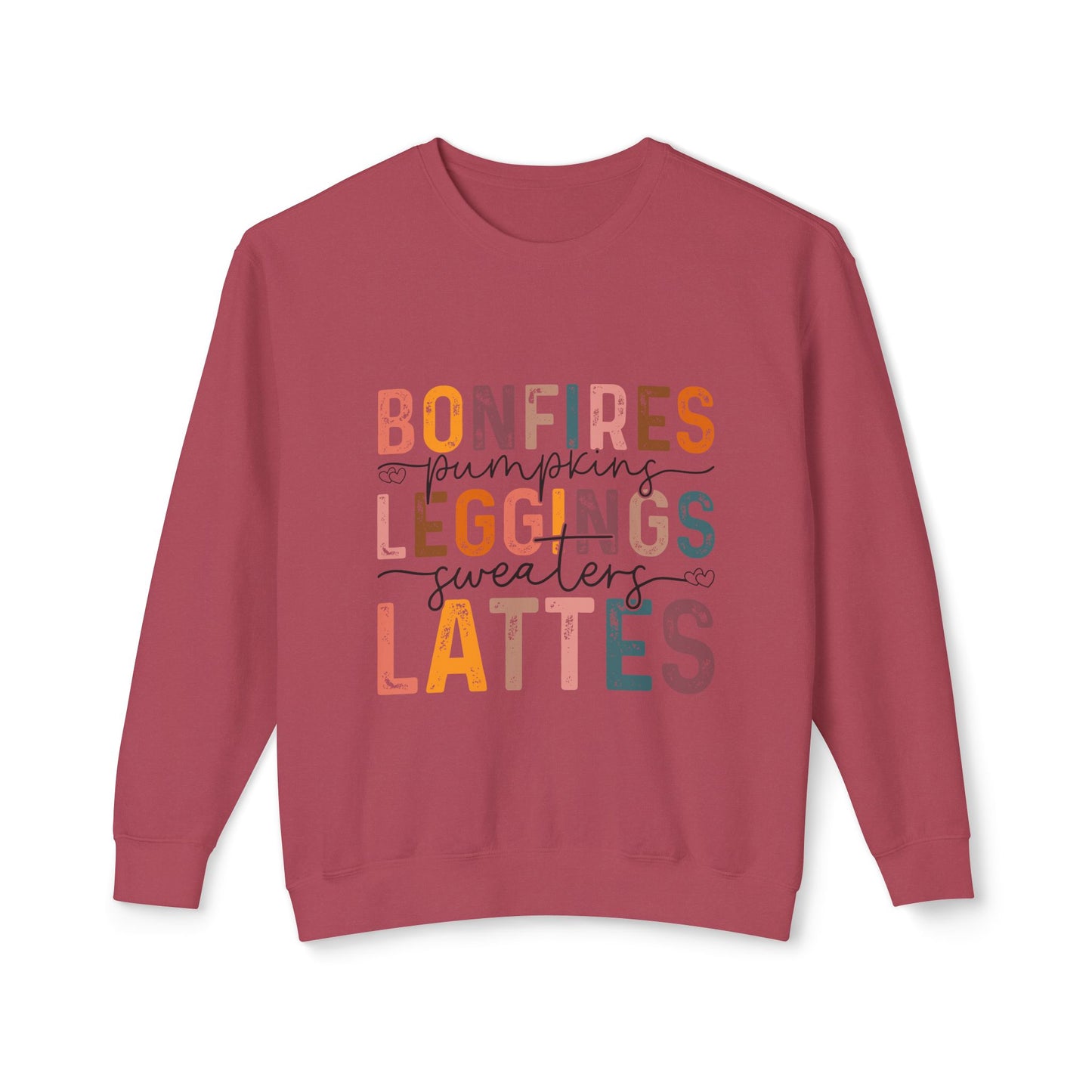 Women's Thanksgiving Unisex Lightweight Crewneck Sweatshirt Bonfires Blessings Lattes