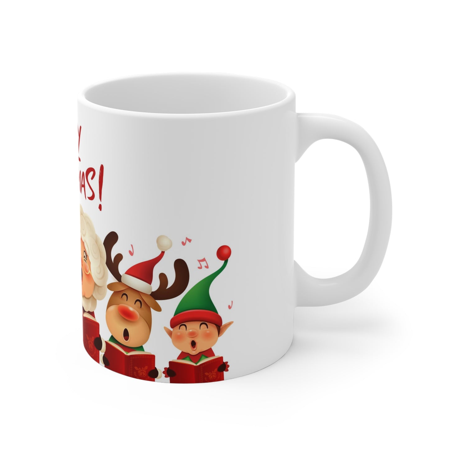 Santa and His Elves Wishing You a Very Merry Christmas Hot Beverage Mug 11oz