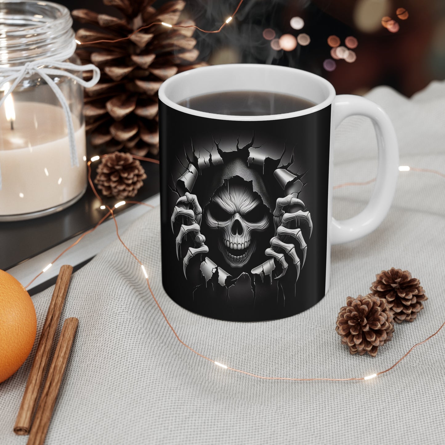 Festive Halloween Ceramic Mug 11oz Skeletons and Halloween Are Creepy Coming Out of Mugs