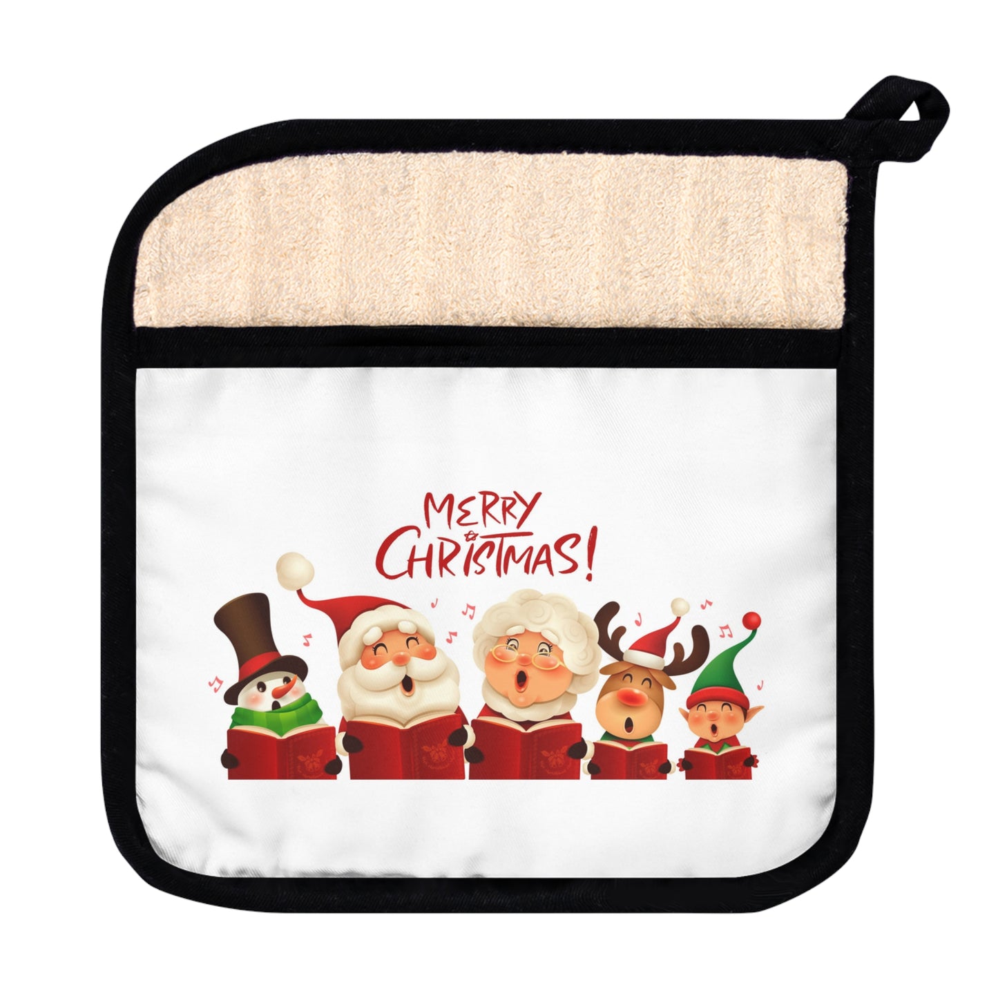 Christmas Carolers Merry Christmas Pot Holder with Pocket