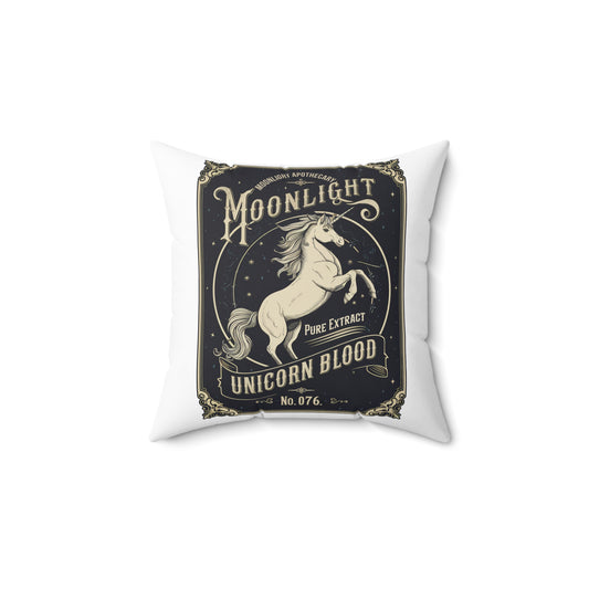 Festive Halloween Spun Polyester Square Pillow Unicorn Blood