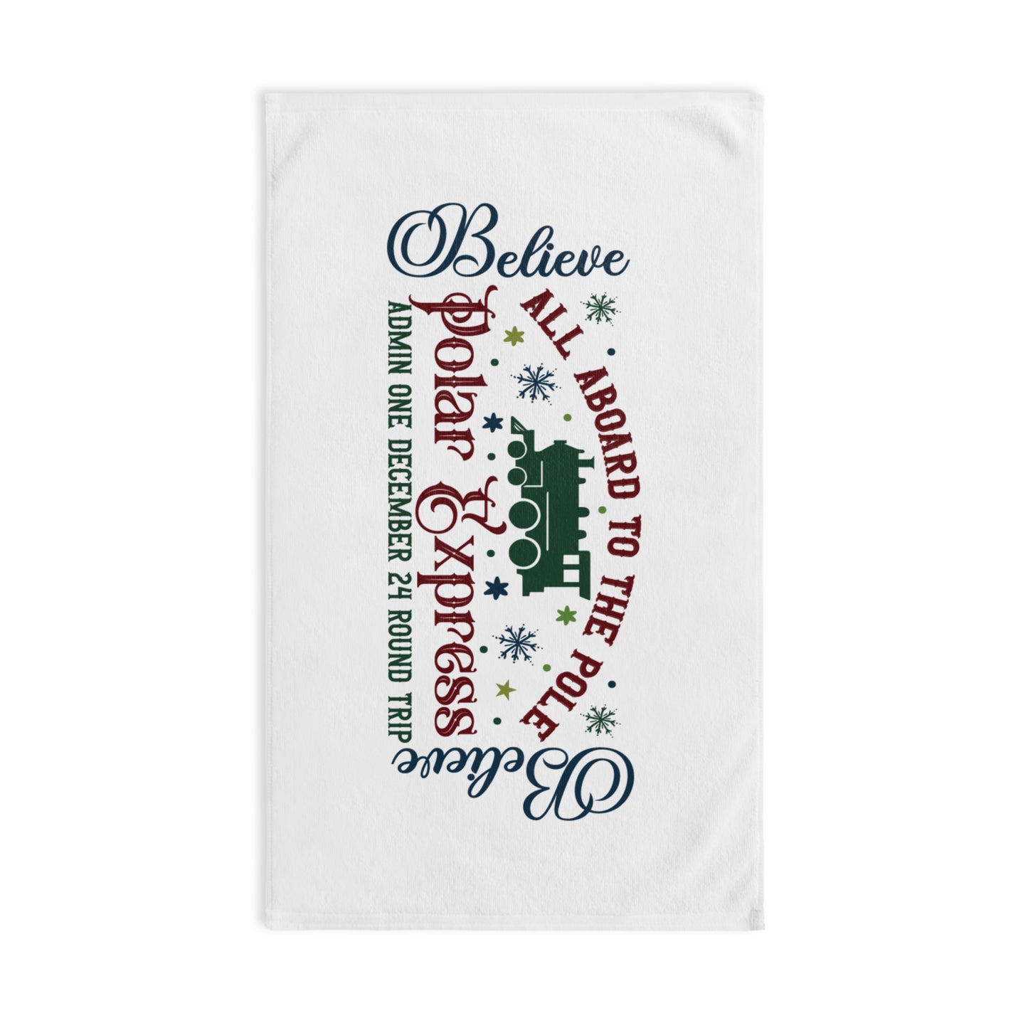 Christmas Themed Hand Towel All Aboard The Polar Express