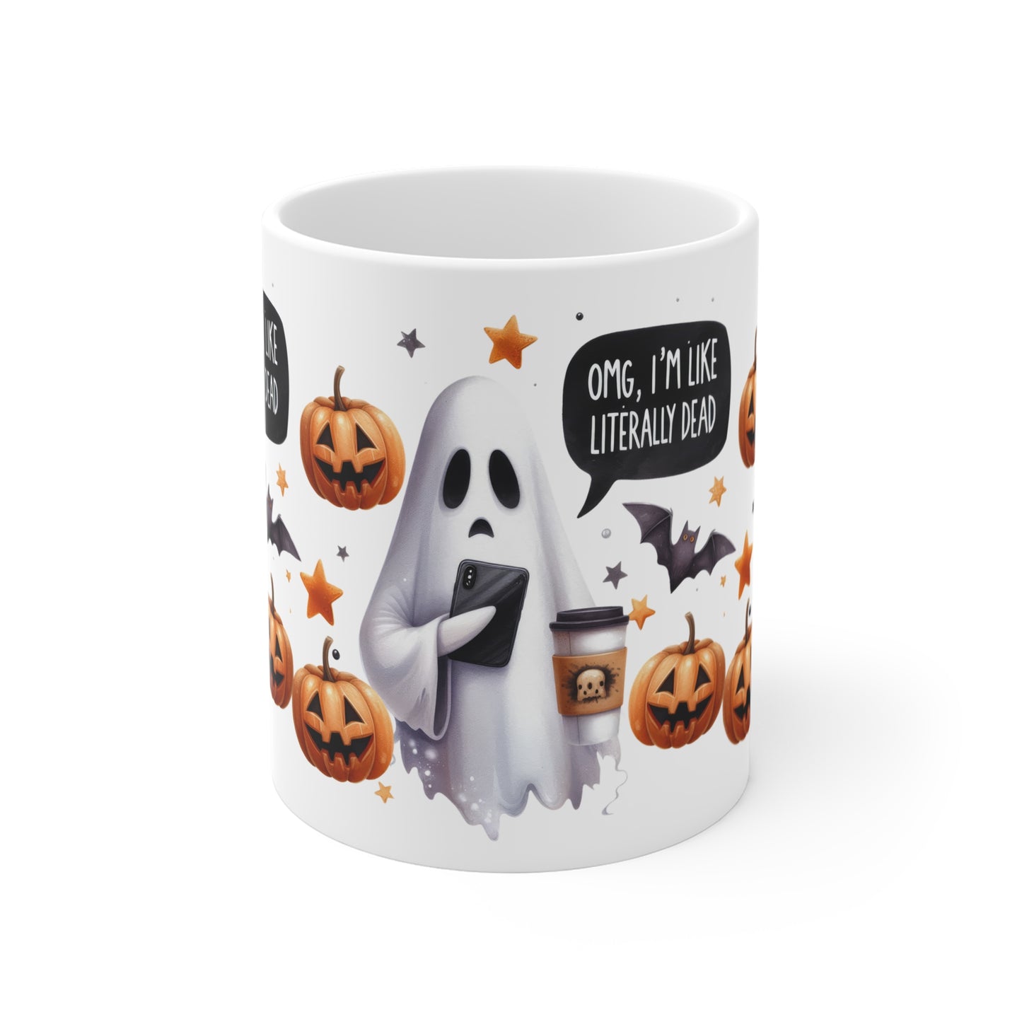 Festive Halloween Ceramic Mug 11oz OMG I'm Literally Dead