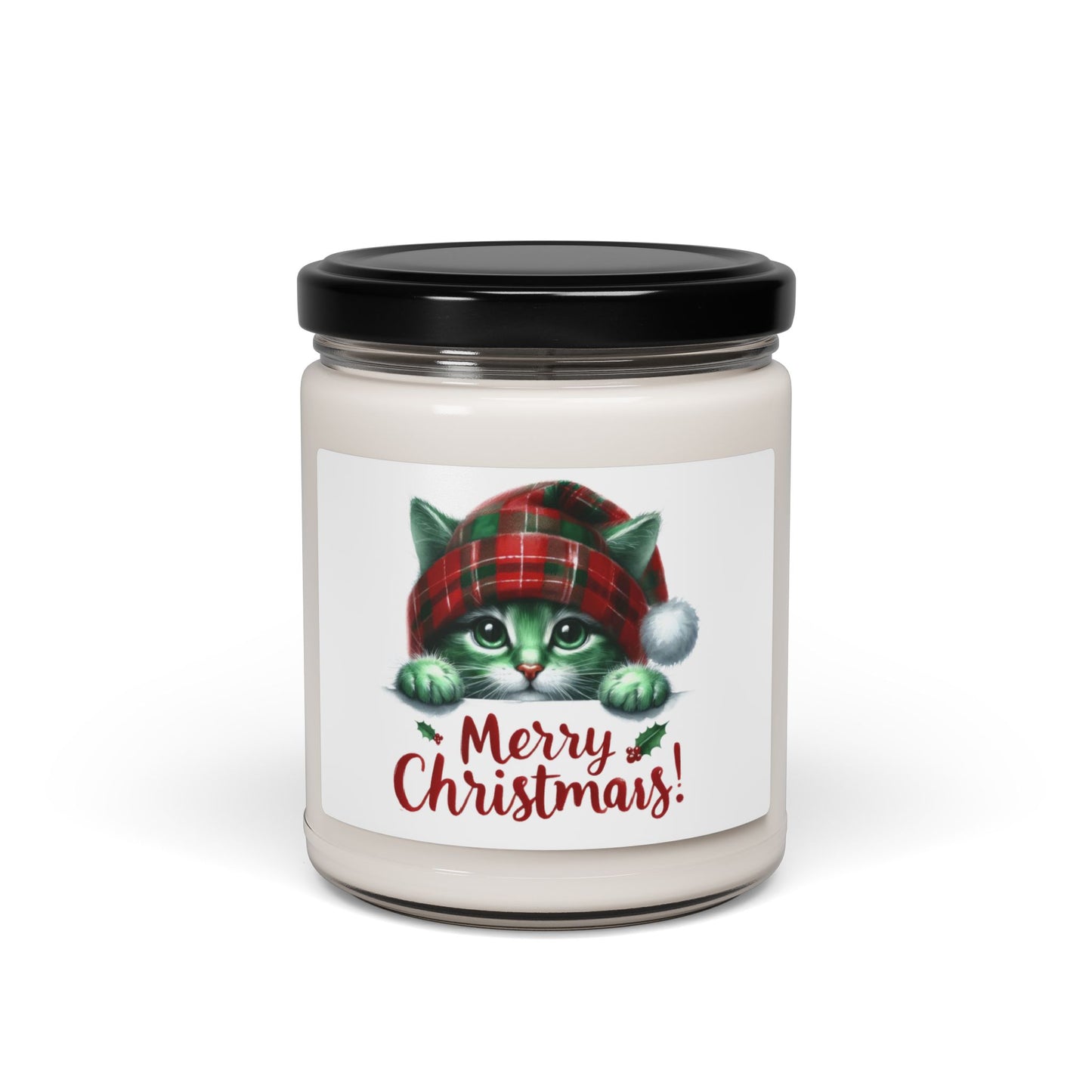 Christmas Themed Scented Soy Candle, 9oz Cats and Christmas