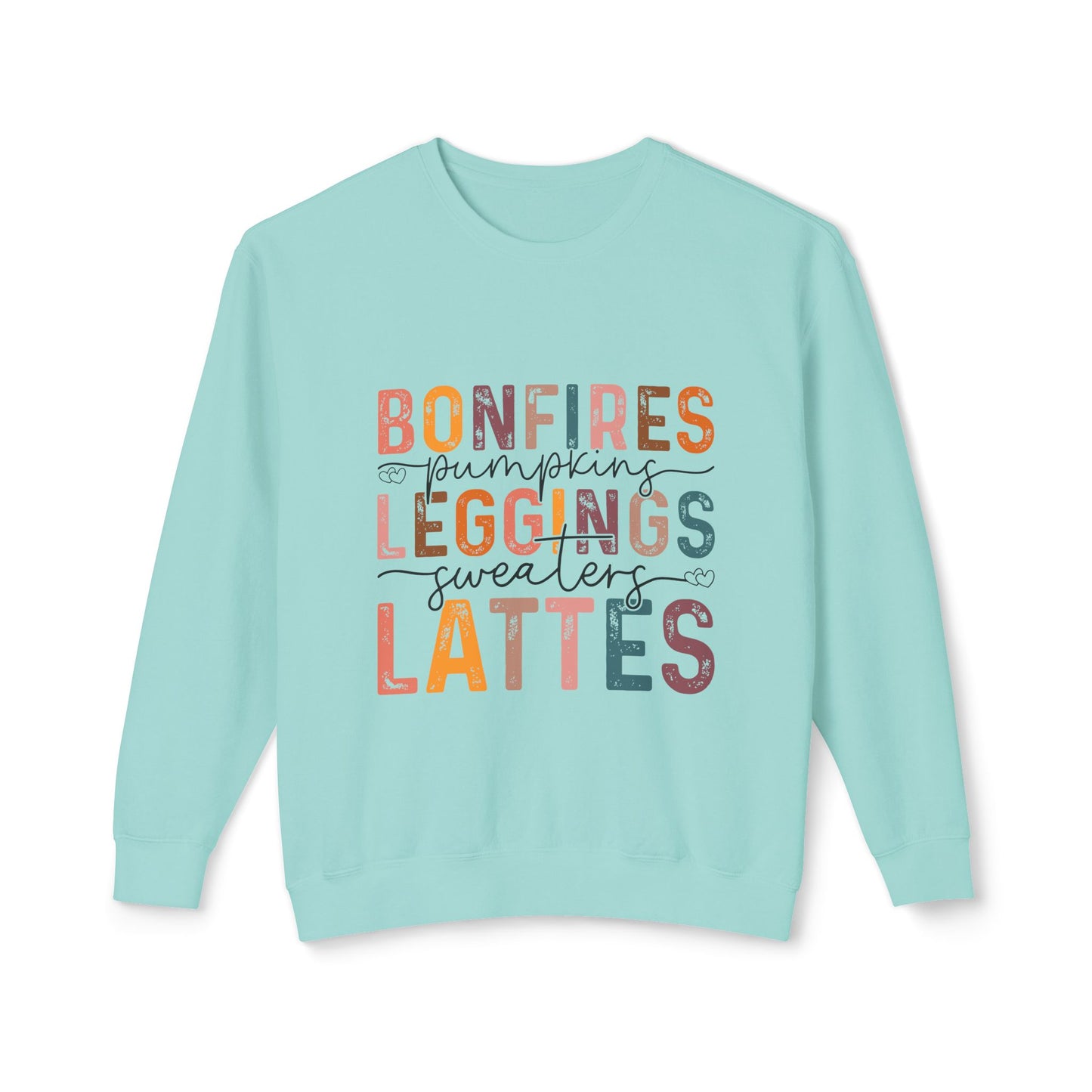 Women's Thanksgiving Unisex Lightweight Crewneck Sweatshirt Bonfires Blessings Lattes