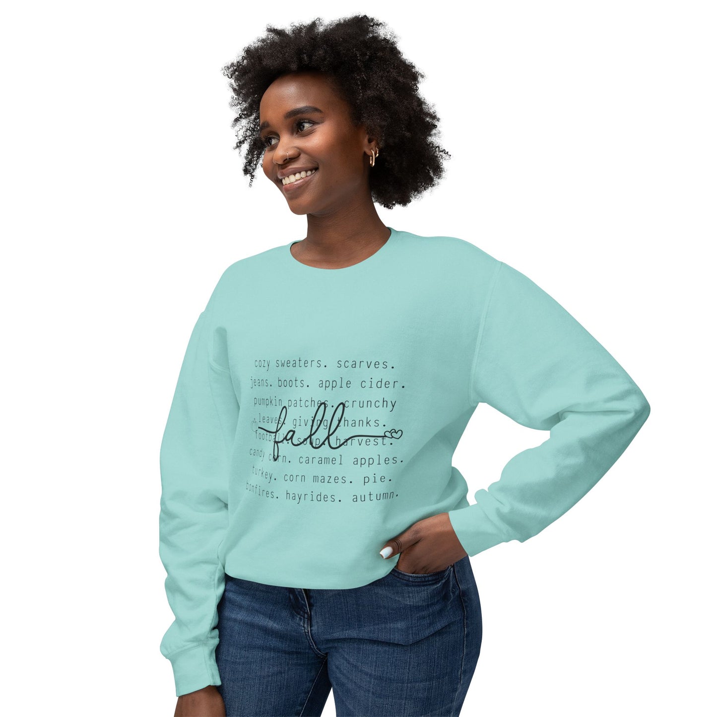 Women's Thanksgiving Unisex Lightweight Crewneck Sweatshirt A Description of Fall