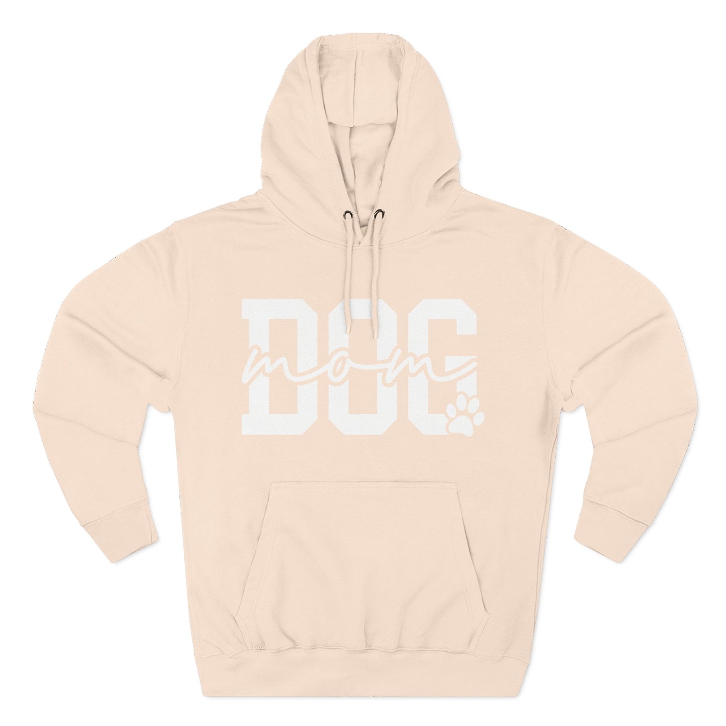 Dog Mom Hoodie — Cozy Fleece Pullover with 'Dog Mom' Script & Paw Graphic