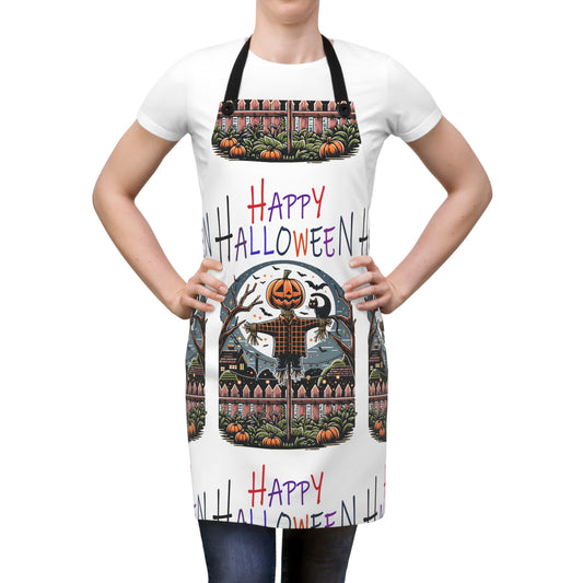 Halloween Themed Apron All Over Print Scarecrows at Halloween Make Me Nervous and Scared!