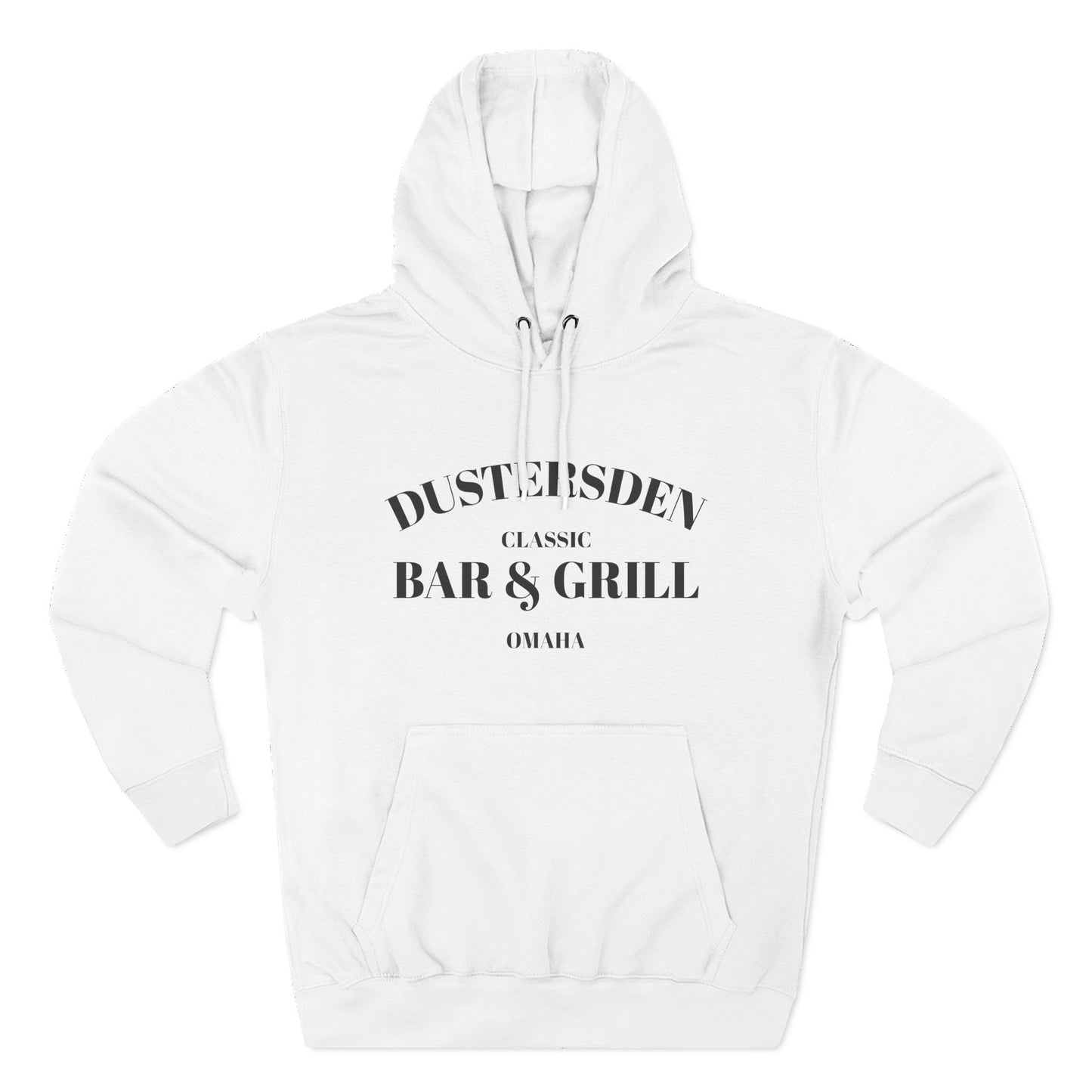 Dustersden Classic Bar and Grill Omaha Hoodie — Minimal Logo Fleece Pullover