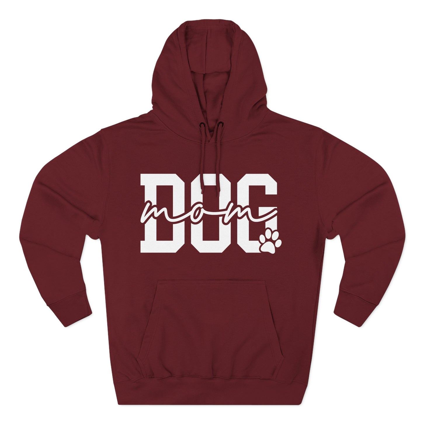 Dog Mom Hoodie — Cozy Fleece Pullover with 'Dog Mom' Script & Paw Graphic