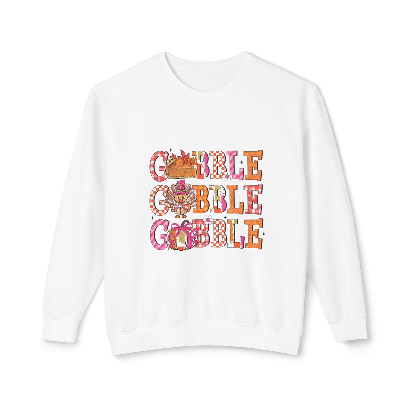 Women's Thanksgiving Unisex Lightweight Crewneck Sweatshirt Turkeys Go Gobble Gobble Gobble