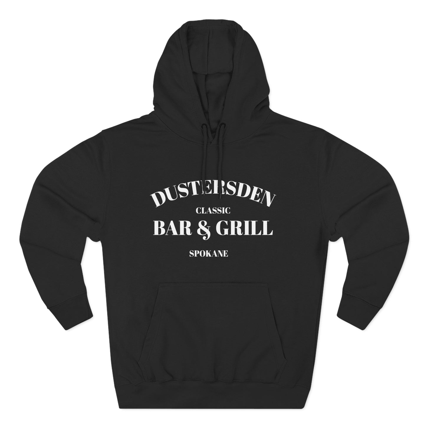 Dustersden Classic Bar and Grill Spokane Hoodie — Minimal Logo Fleece Pullover