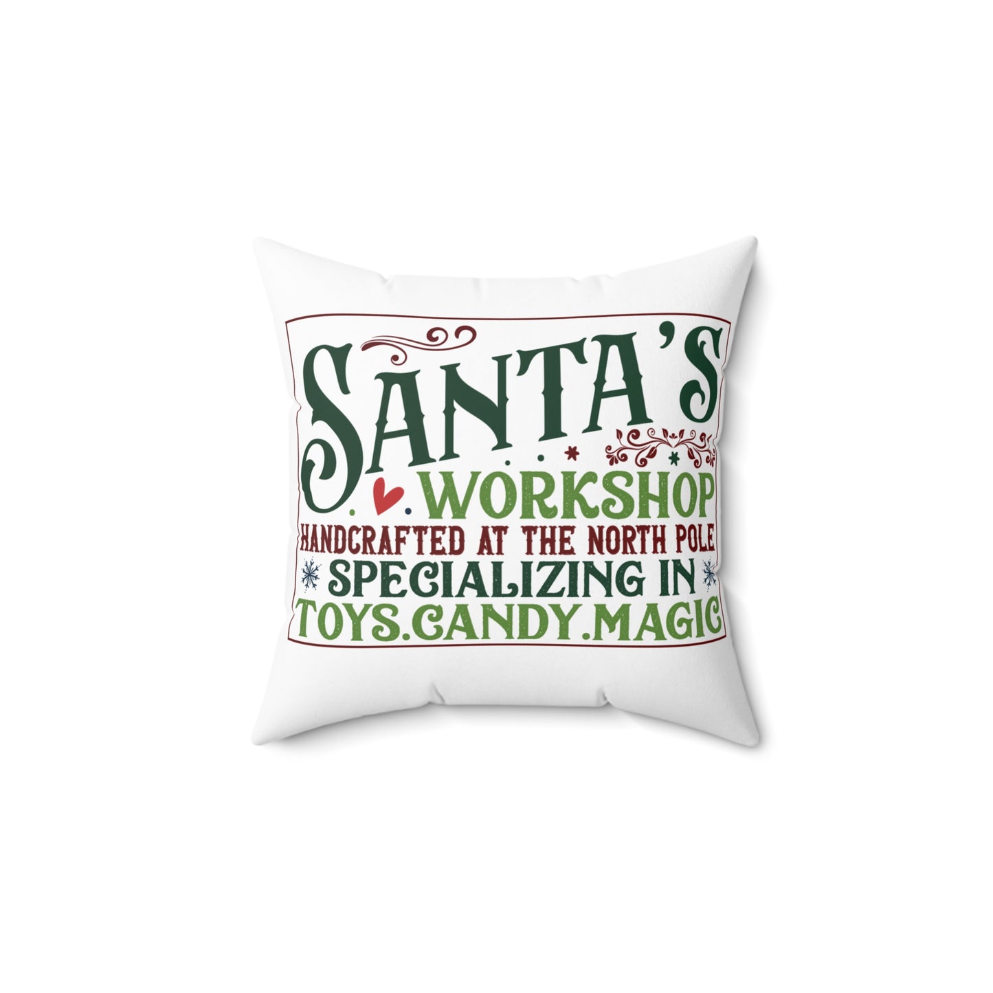 Christmas Themed Spun Polyester Square Pillow Santa's Workshop