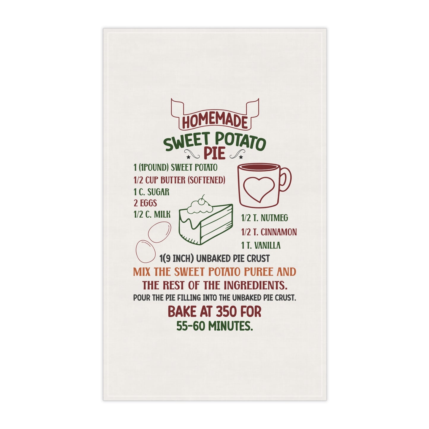 Festive Christmas Baking Recipe Tea Towel (cotton, poly)