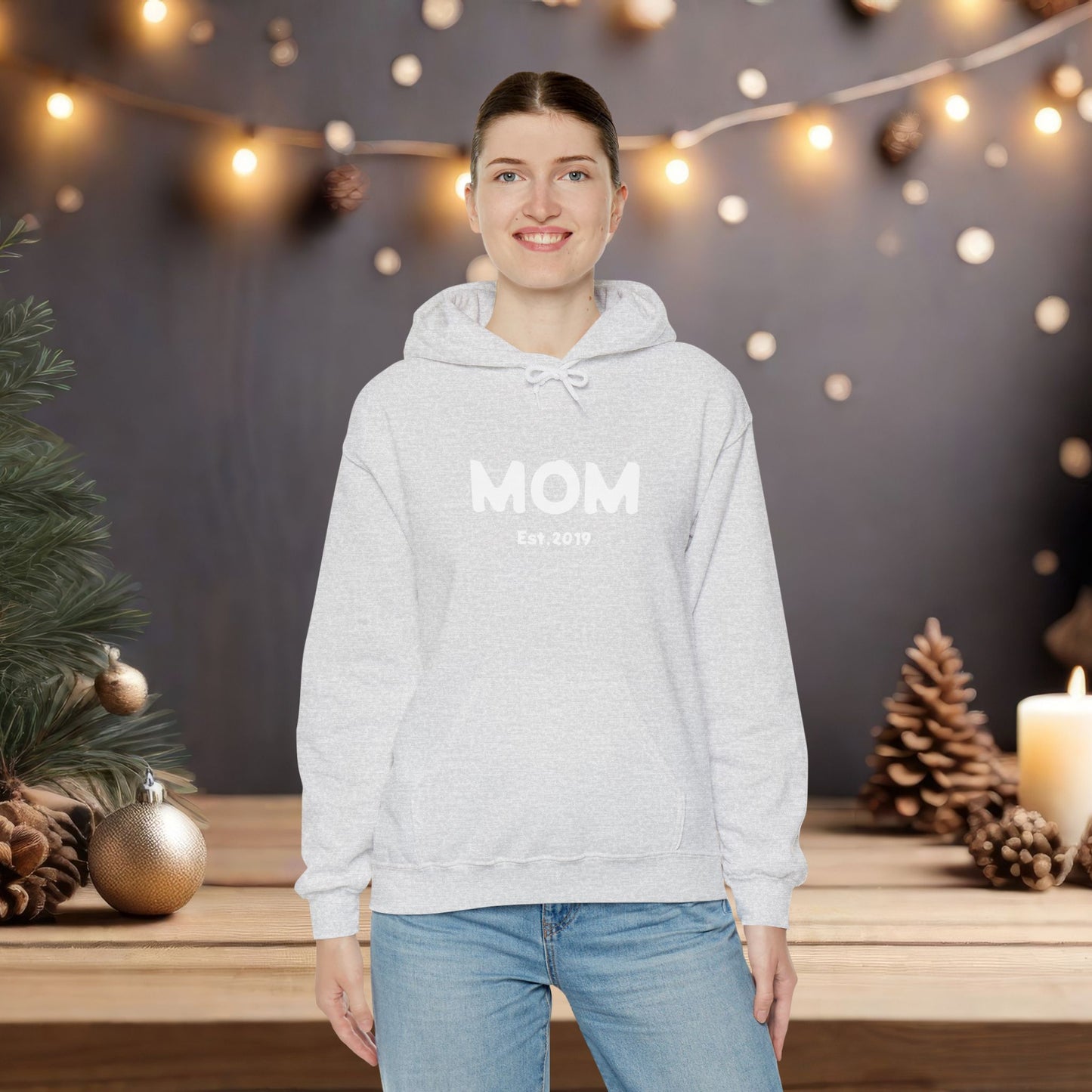 MOM Est.2019 Unisex Heavy Blend™ Hooded Sweatshirt Hoodies For New Moms 2019