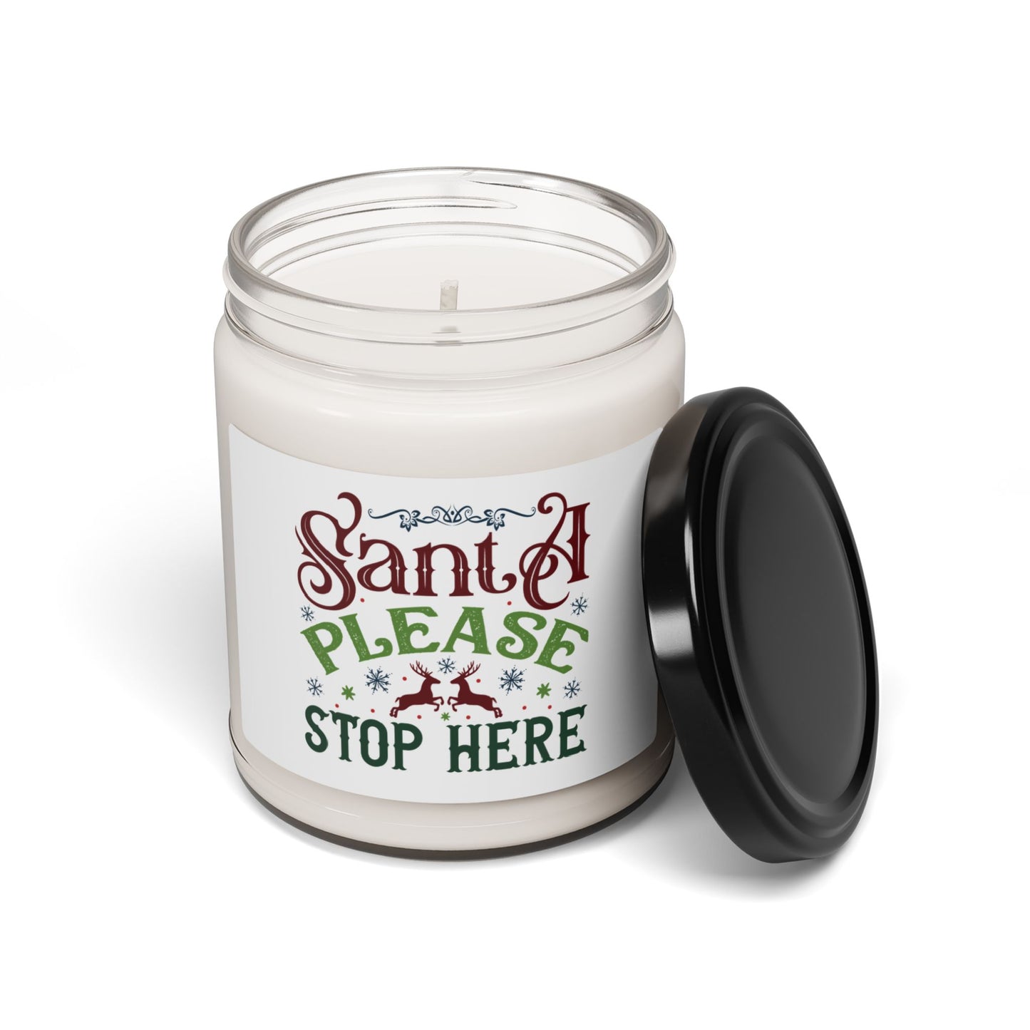 Christmas Themed Scented Soy Candle, 9oz Santa Please Stop Here