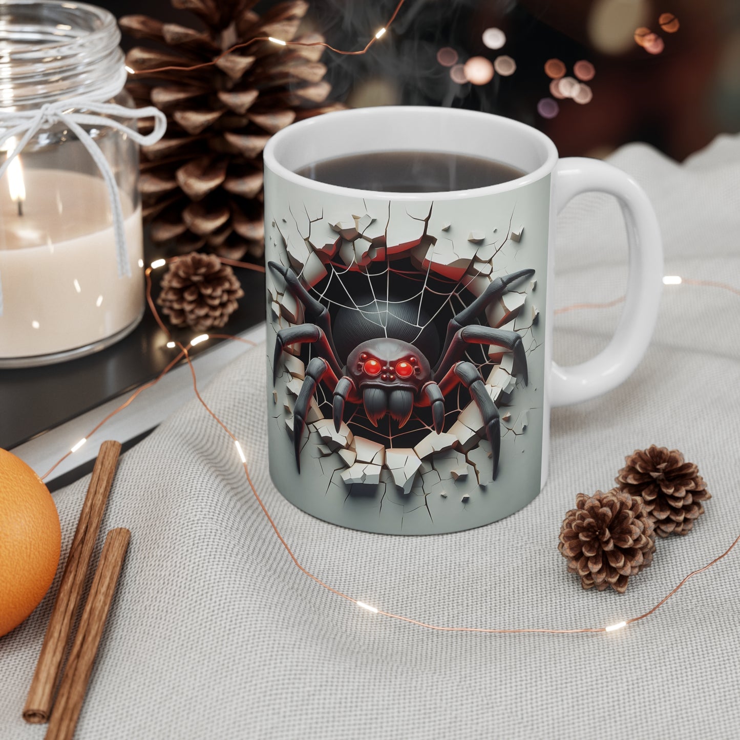 Festive Halloween Ceramic Mug 11oz Spiders Make Halloween Even Creepier