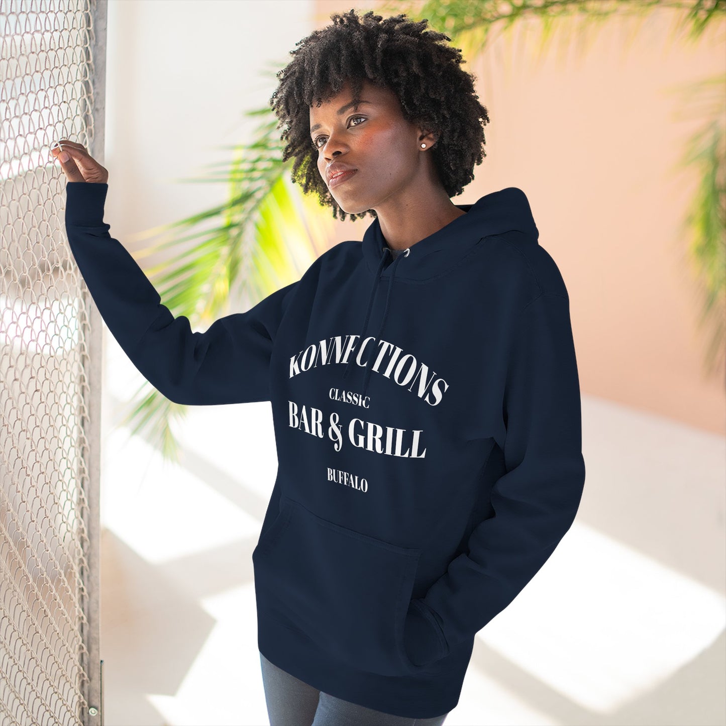Konnections Classic Bar and Grill Buffalo Hoodie — Minimal Logo Fleece Pullover