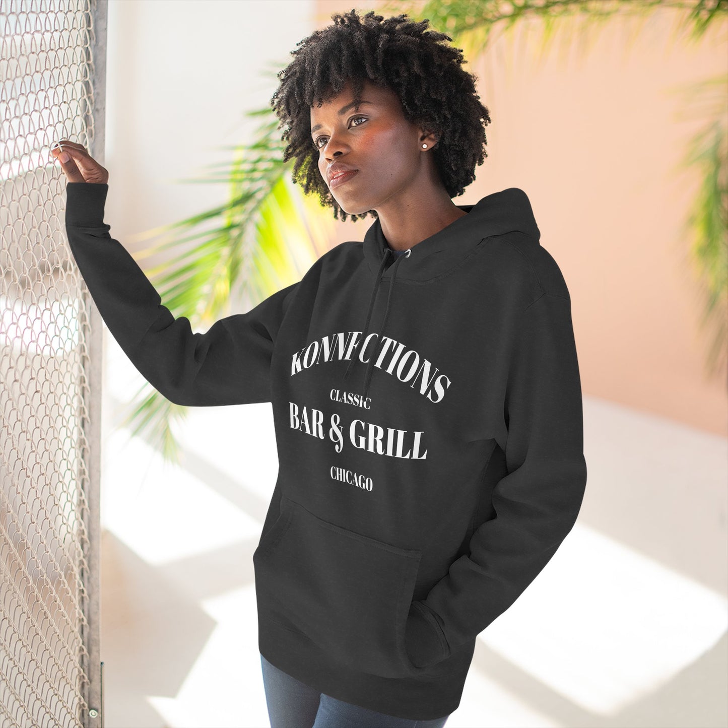 Konnections Classic Bar and Grill Chicago Hoodie — Minimal Logo Fleece Pullover