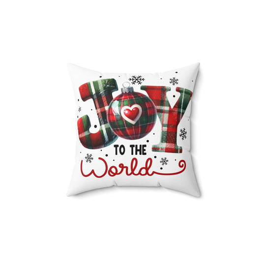 Christmas Themed Spun Polyester Square Pillow Joy To The World